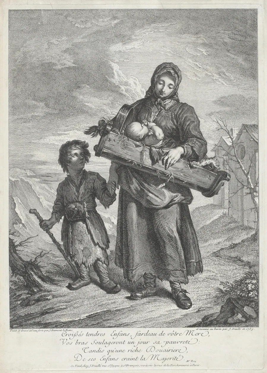 A Young Mother Carrying a Crib by Jacques Dumont Le Romain
