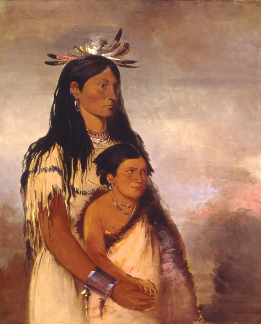 Túnk-aht-óh-ye, Thunderer, a Boy, and Wun-pán-to-mee, White Weasel, a Girl by George Catlin, born Wilkes-Barre, PA 1796-died Jersey City, NJ 1872