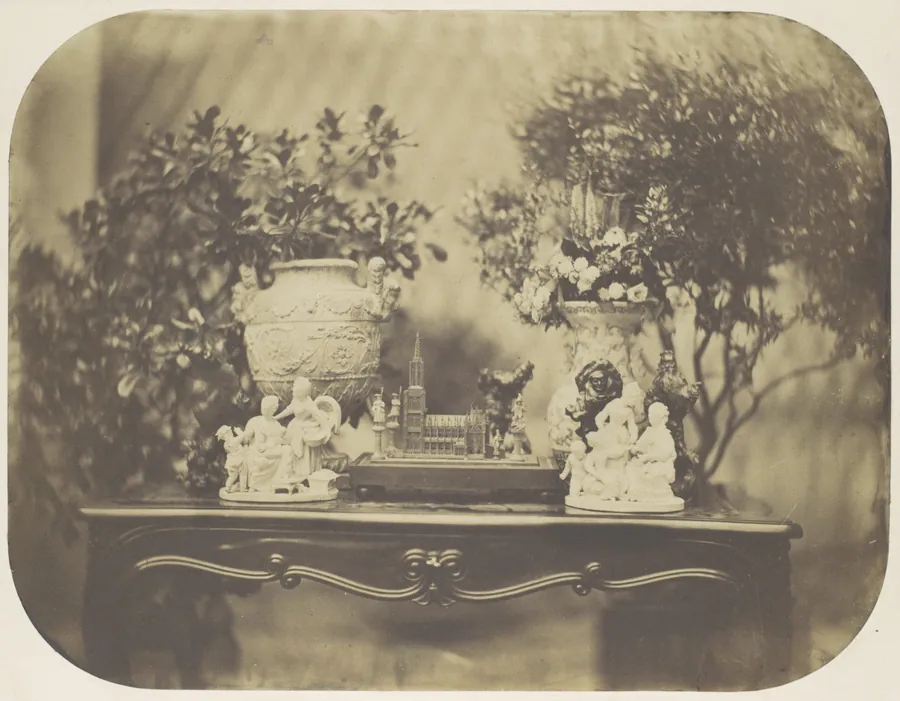 [Table Top Still Life with Model Cathedral and Small Sculptures] by Louis-Rémy Robert