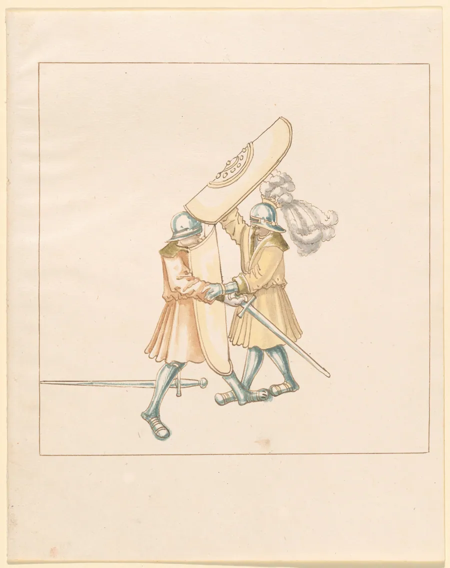Foot Combat with Swords and Pavesen Shields by German 16th Century