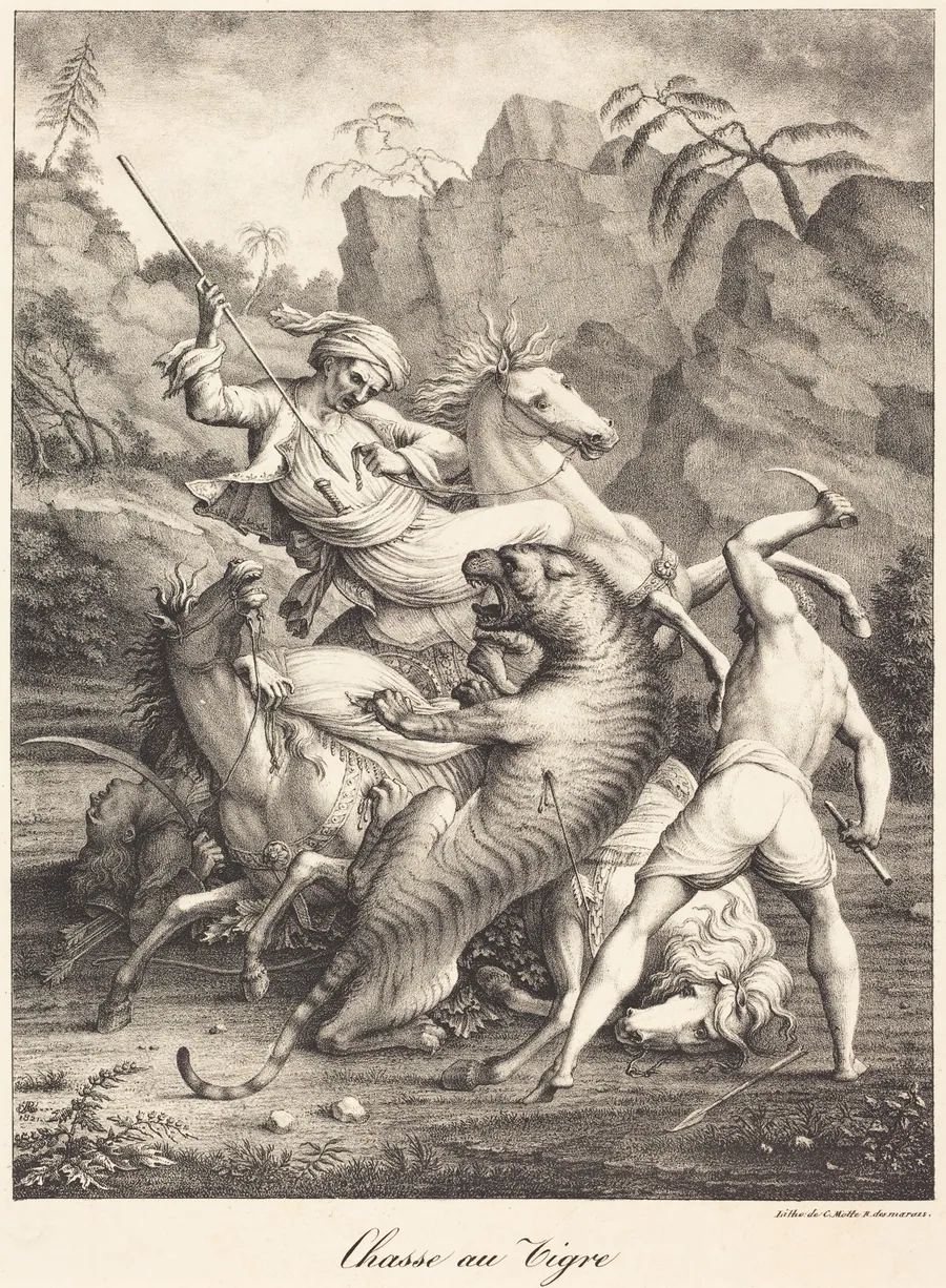 Tiger Hunt by Charles Etienne Pierre Motte