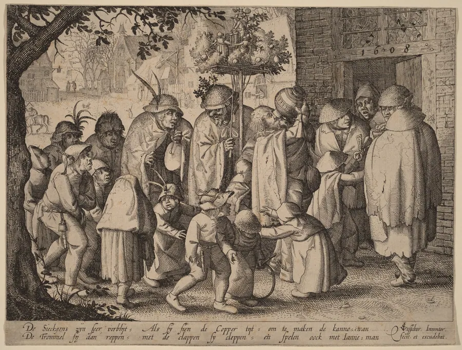 Procession of Feasting Lepers by Claes Jansz Visscher