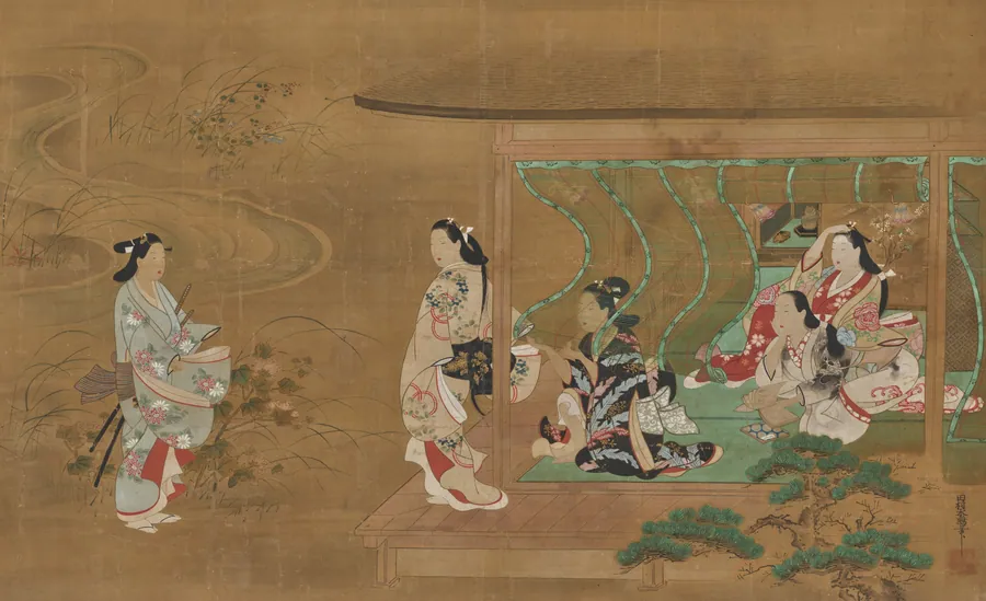 Beauty Receiving a Visitor by Tamura Suio