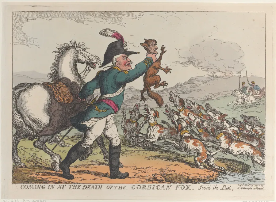 Coming in at the Death of the Corsican Fox, Scene the Last by Thomas Rowlandson