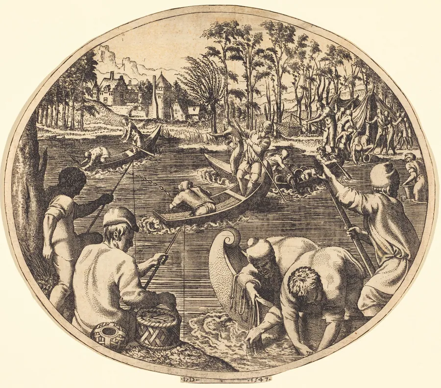 Fishing Scene by Léon Davent