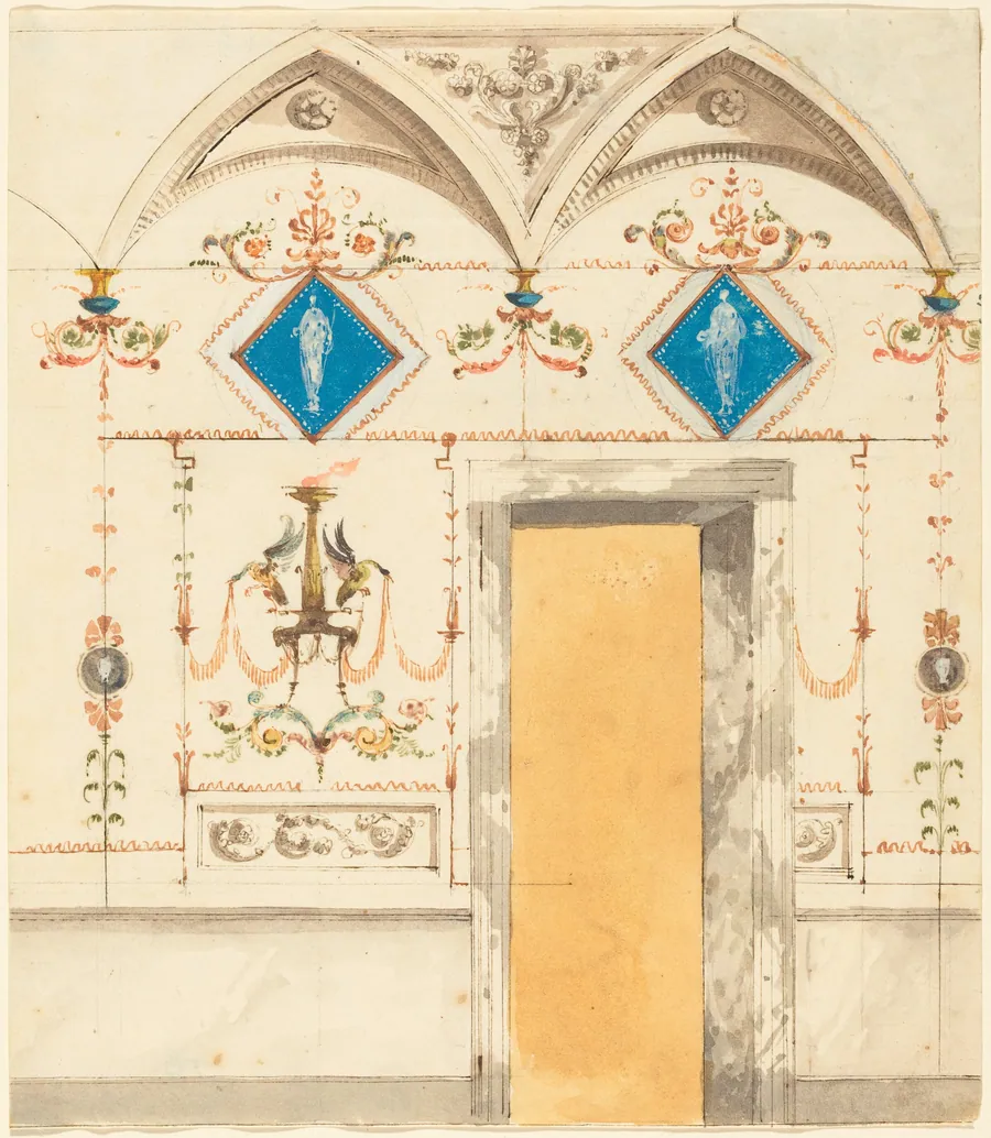 Pompeiian Wall Decoration by Giuseppe Bernardino Bison
