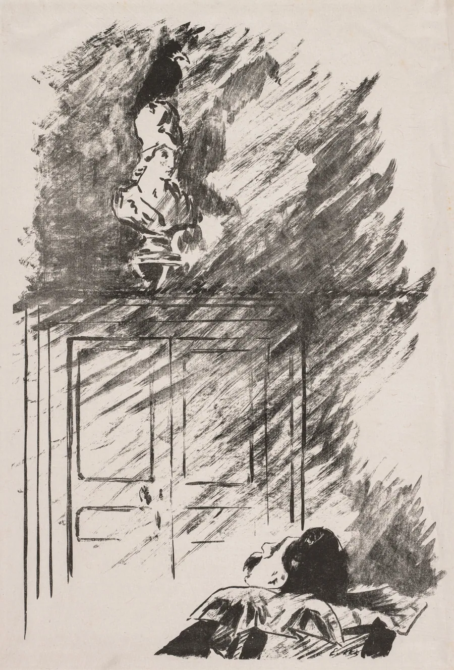 Perched upon a Bust of Pallas by Édouard Manet