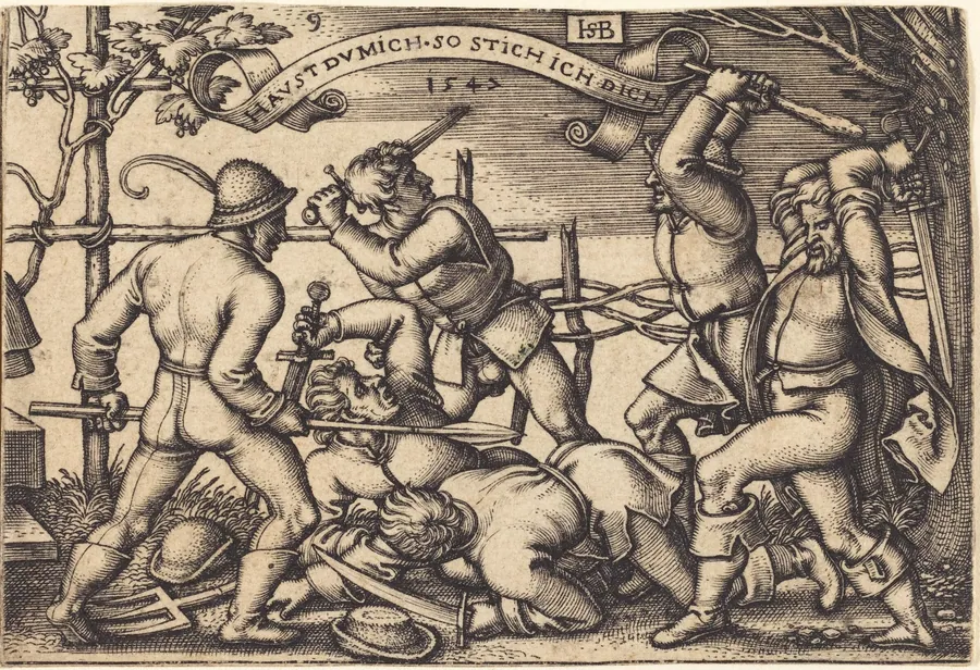 Peasants' Brawl by Sebald Beham