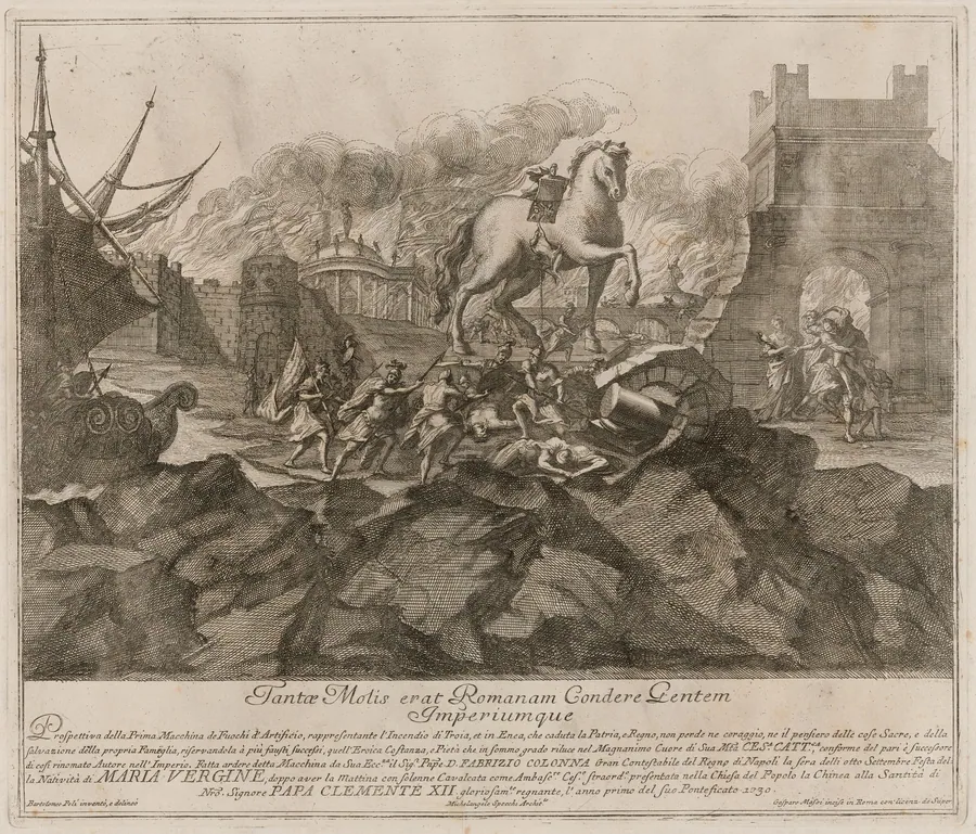 The Prima Macchina for the Chinea of 1730: The Sack of Troy by Gasparo Massi