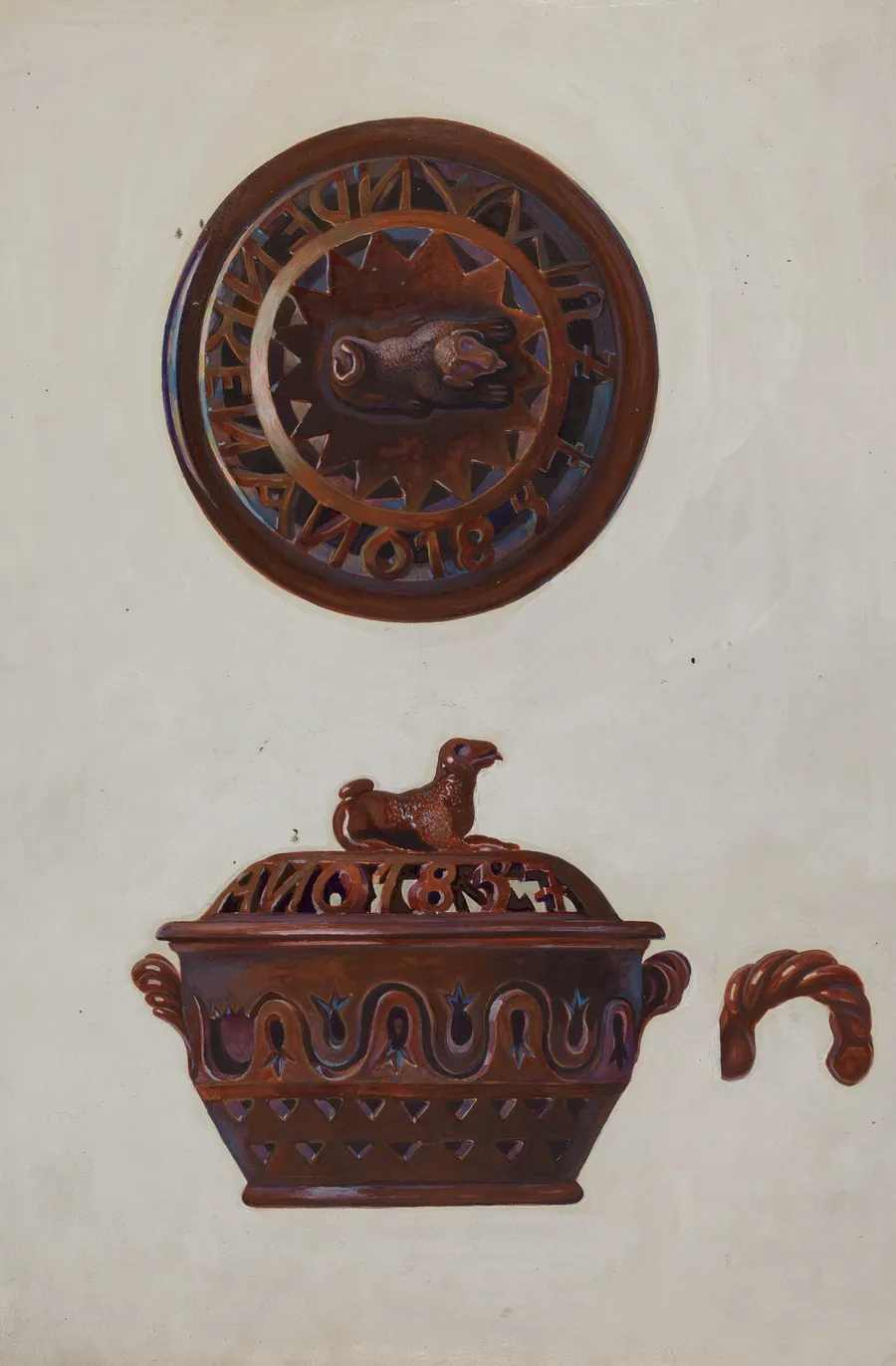 Pa. German Tobacco Bowl w/ Lid by Albert Levone