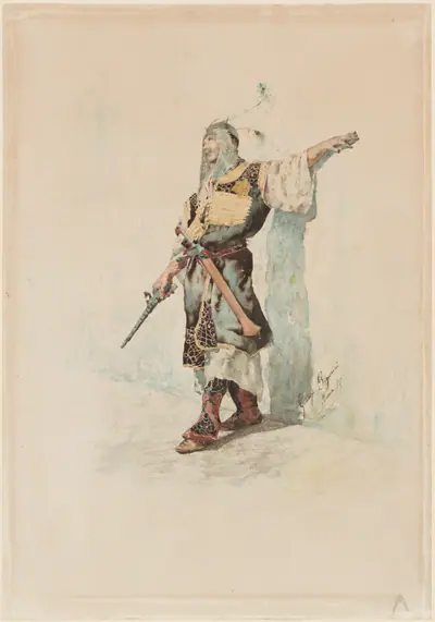 A Moorish Soldier before a Sunlit Wall