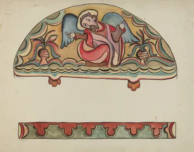 Lunette and Detail from Altar Church at Sanctuario, Chimayo