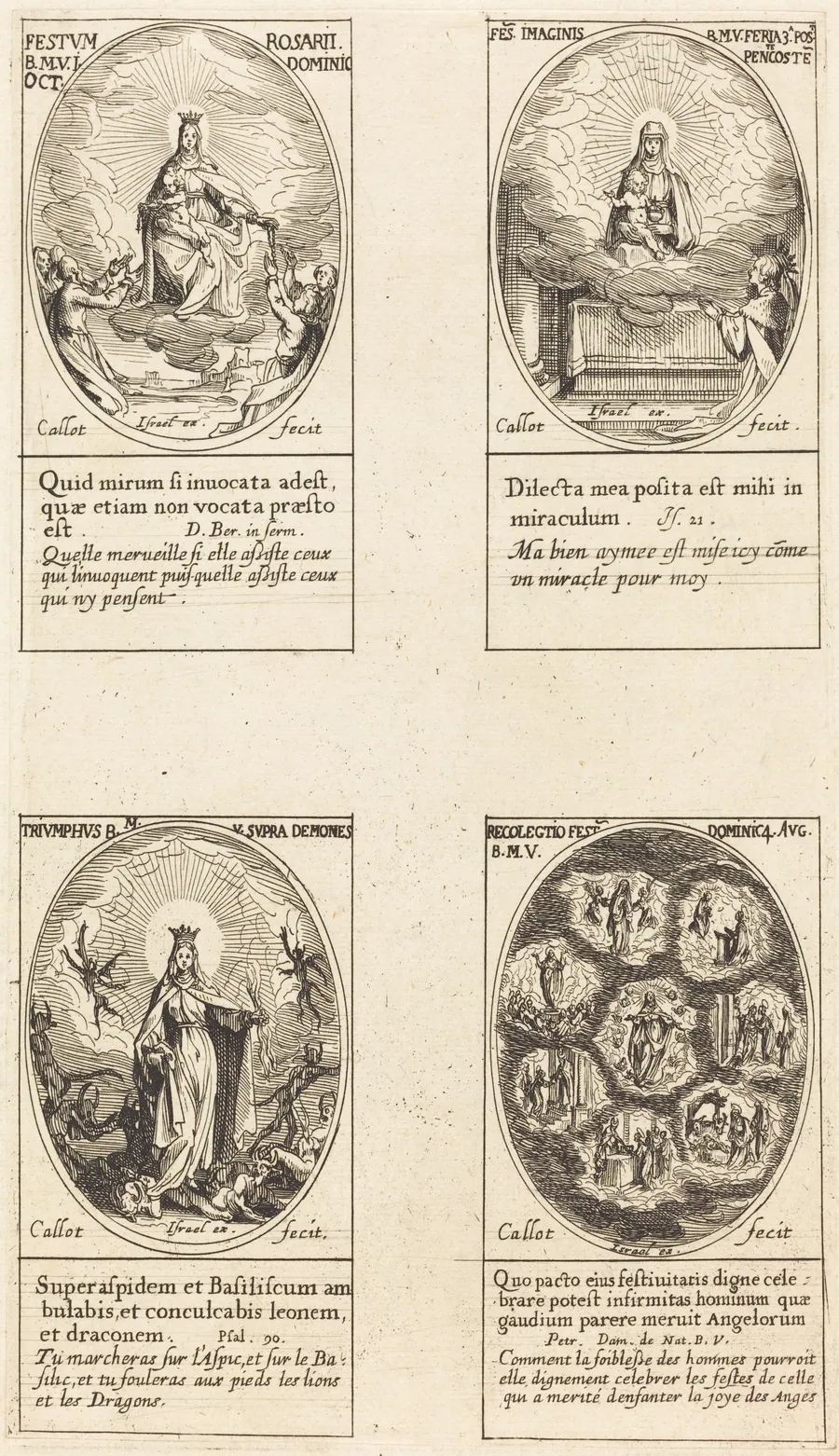 Our Lady of the Rosary; Virgin and Child Appearing in a Cloud; Triumphant Virgin; Collection of the Feasts Dedicated to the Life of the Virgin by Jacques Callot