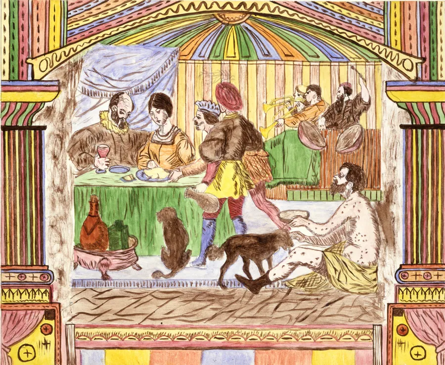 Parable of the Rich Man and Lazarus by Lawrence W. Ladd, active 1865-1895