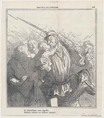 The Republic calls us! Let us be victorious or die, from 'News of the day,' published in Le Charivari, September 20, 1870