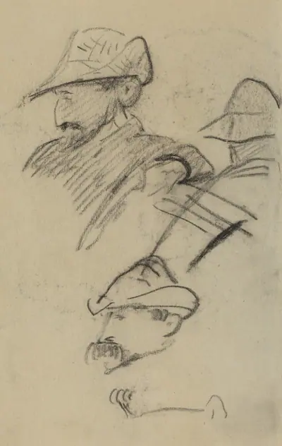 Three Studies of a Man Wearing a Hat [recto]