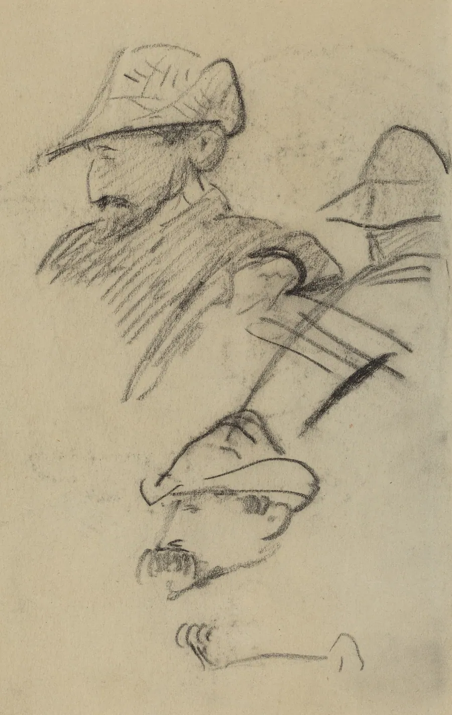 Three Studies of a Man Wearing a Hat [recto] by Paul Gauguin