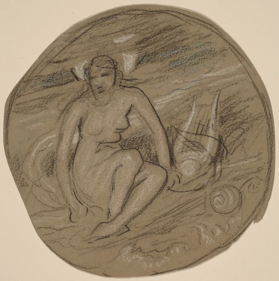 Study for "Music" by Elihu Vedder
