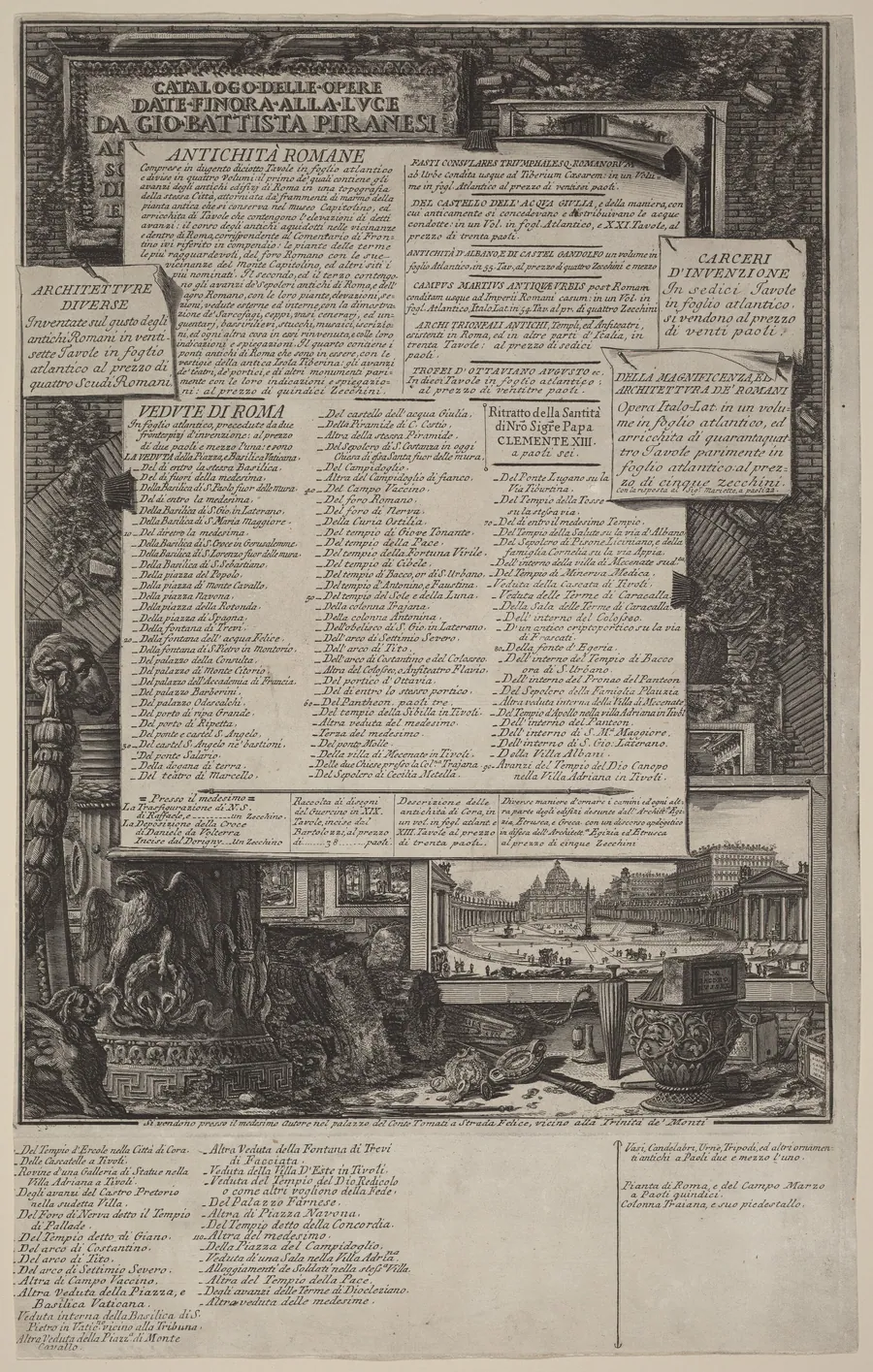 Catalogo delle Opere by Giovanni Battista Piranesi