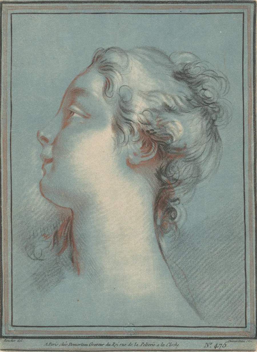 Head of a Young Woman Facing Left by Gilles Demarteau the Elder