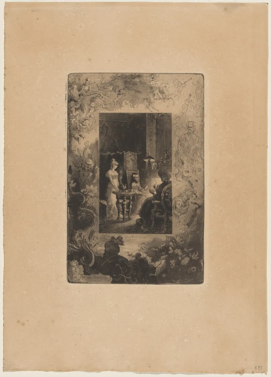 Un Thé Douairières by Félix-Hilaire Buhot