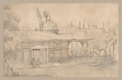 Pavilion Near a Mosque (recto)