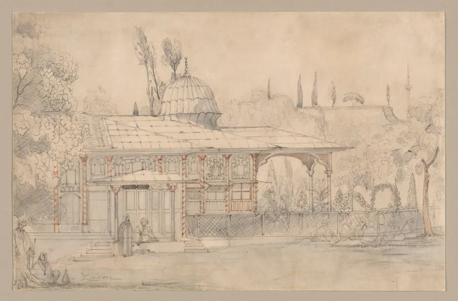 Pavilion Near a Mosque (recto) by Félix Ziem