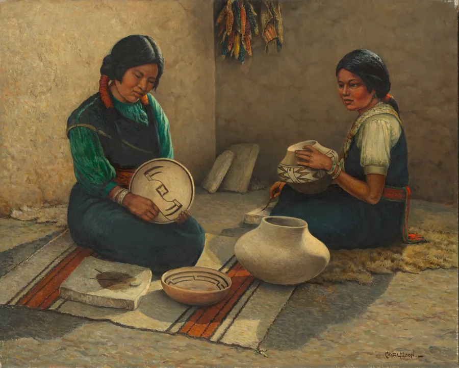 Hopi Pottery Painters by Carl Moon, born Wilmington, OH 1879-died San Francisco, CA 1948