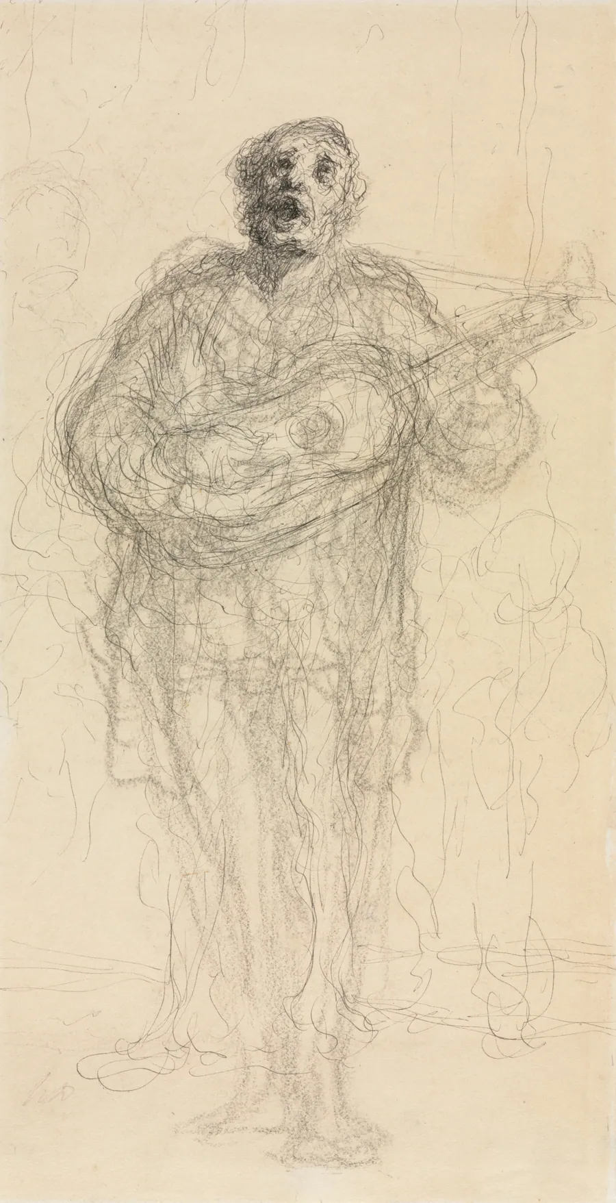Singing Guitarist (recto) by Honoré Daumier