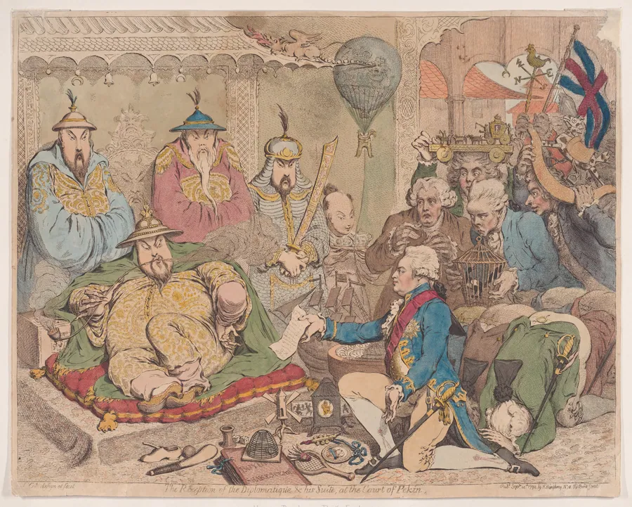 The Reception of the Diplomatique and his Suite at the Court of Pekin by James Gillray