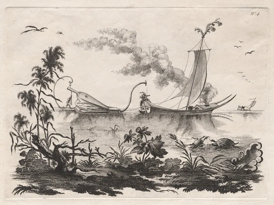 The Manner of sailing by the power of Bellows practiced on that Planet by Filippo Morghen
