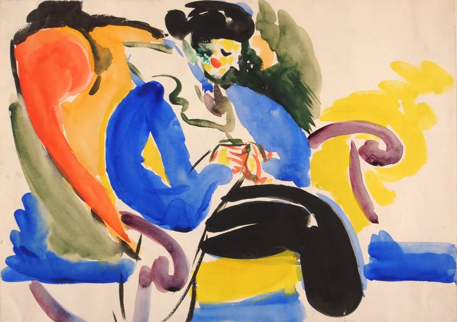 Calligraphic #2 Woman on Chair by H. Lyman Saÿen, born Philadelphia, PA 1875-died Philadelphia, PA 1918