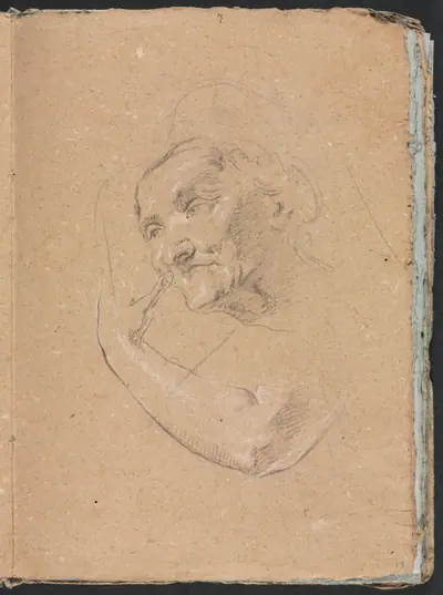 Verona Sketchbook: Head of a woman with left arm (page 13)