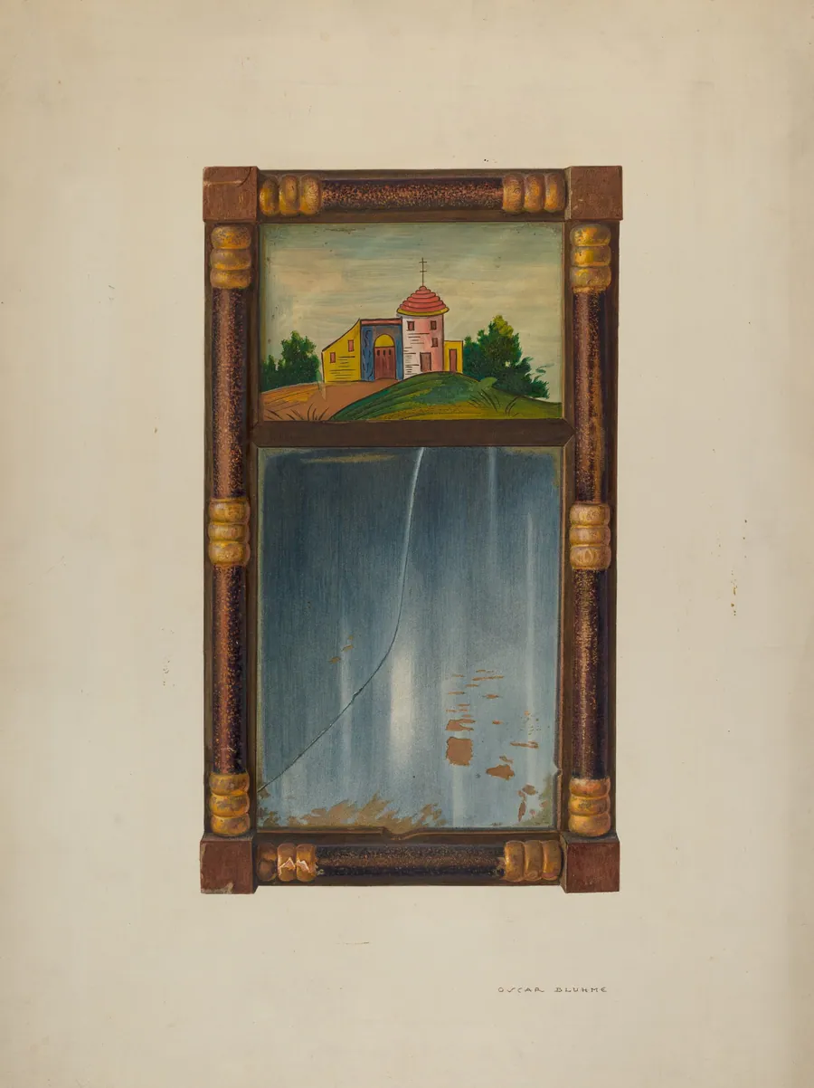 Painted mirror by Oscar Bluhme