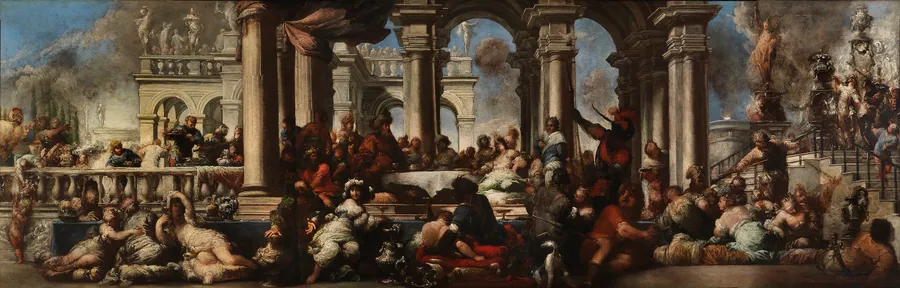 The Banquet of Cleopatra by Sebastiano Mazzoni, Italian, born Florence, Italy ca.1611-died Venice, Italy ca.1678