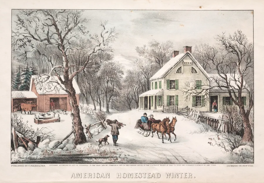 American Homestead, Winter by James Merritt Ives