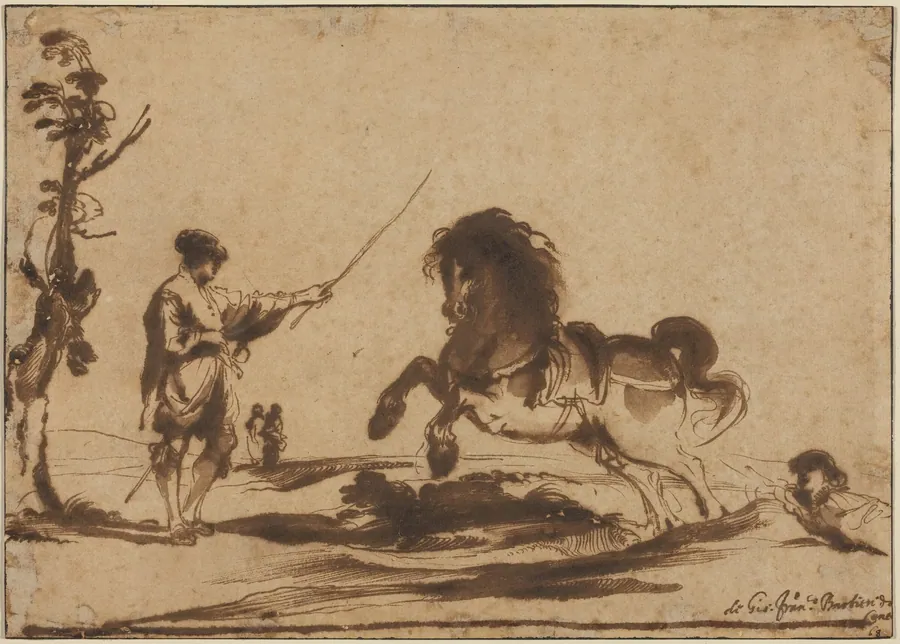 Landscape with the Taming of a Horse by Guercino