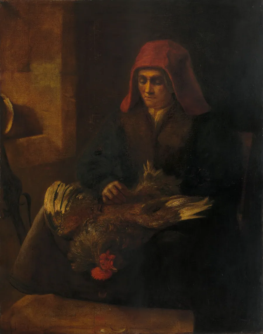 Old Woman Plucking a Fowl by Anonymous Artist