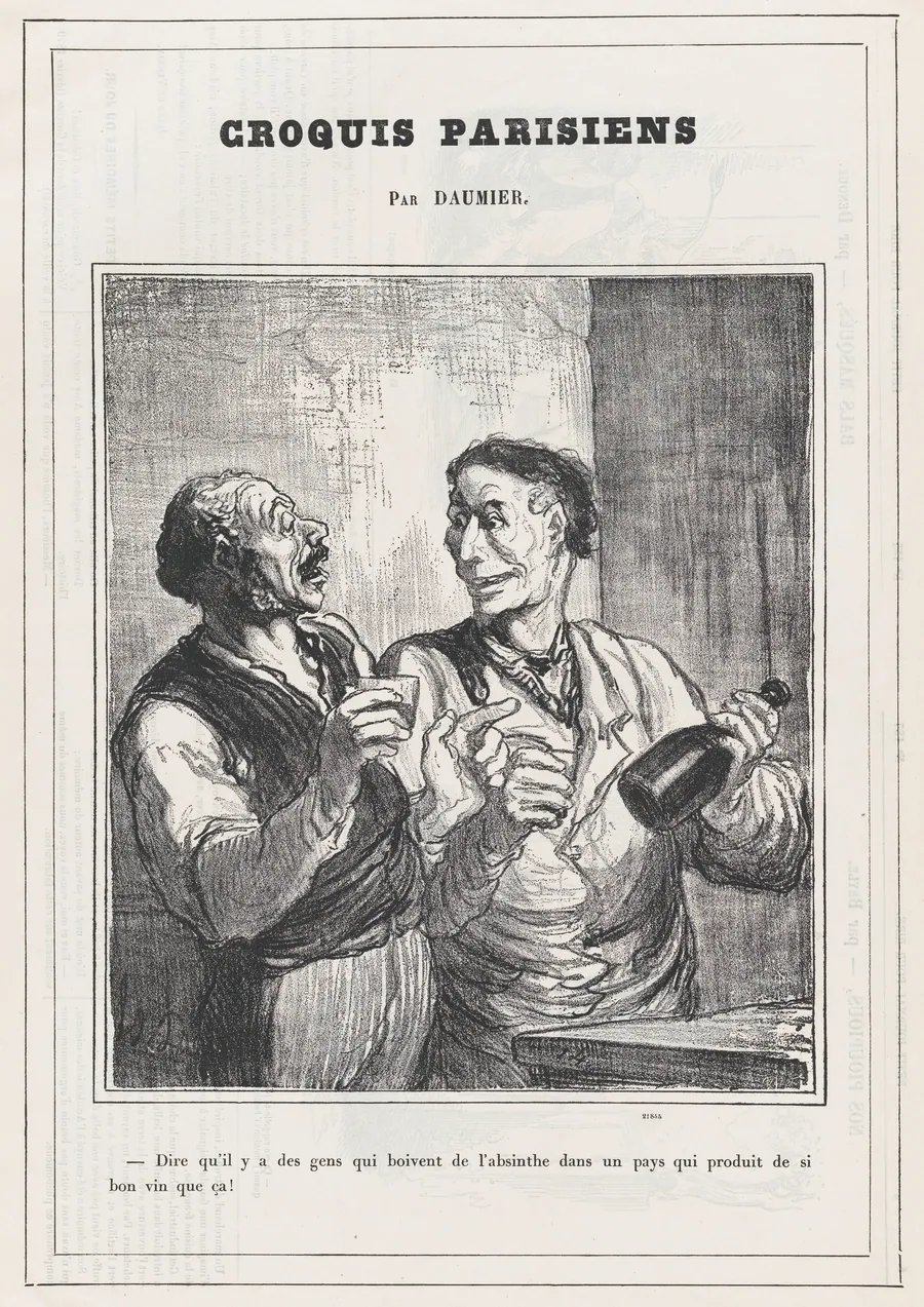 Just imagine that there are people drinking absinthe..., from 'Parisian sketches,' published in Le Petit Journal pour Rire, January 30, 1864 by Honoré Daumier