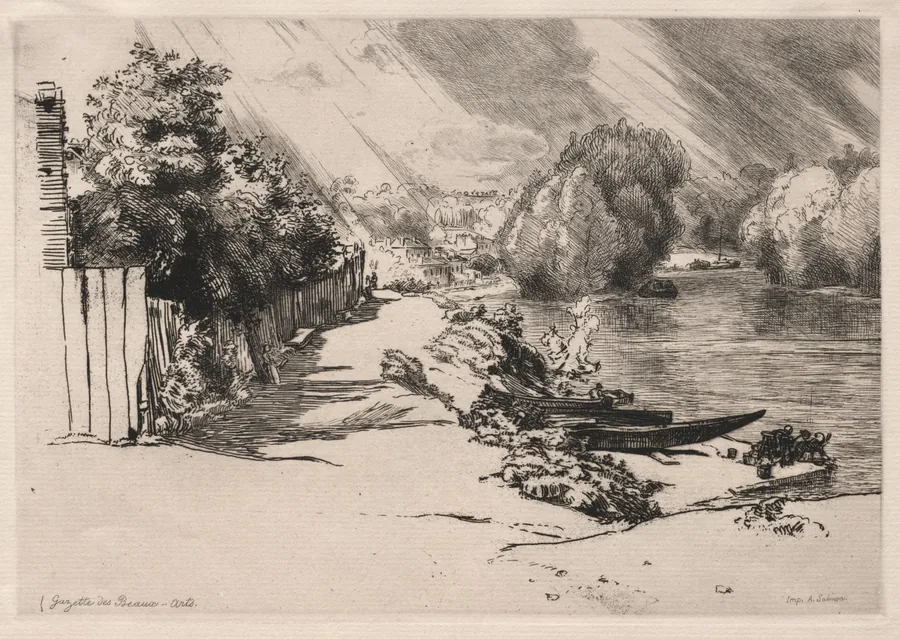 The Seine at Bas-Meudon with the Seguin and Mottiaux Islands by Félix Bracquemond