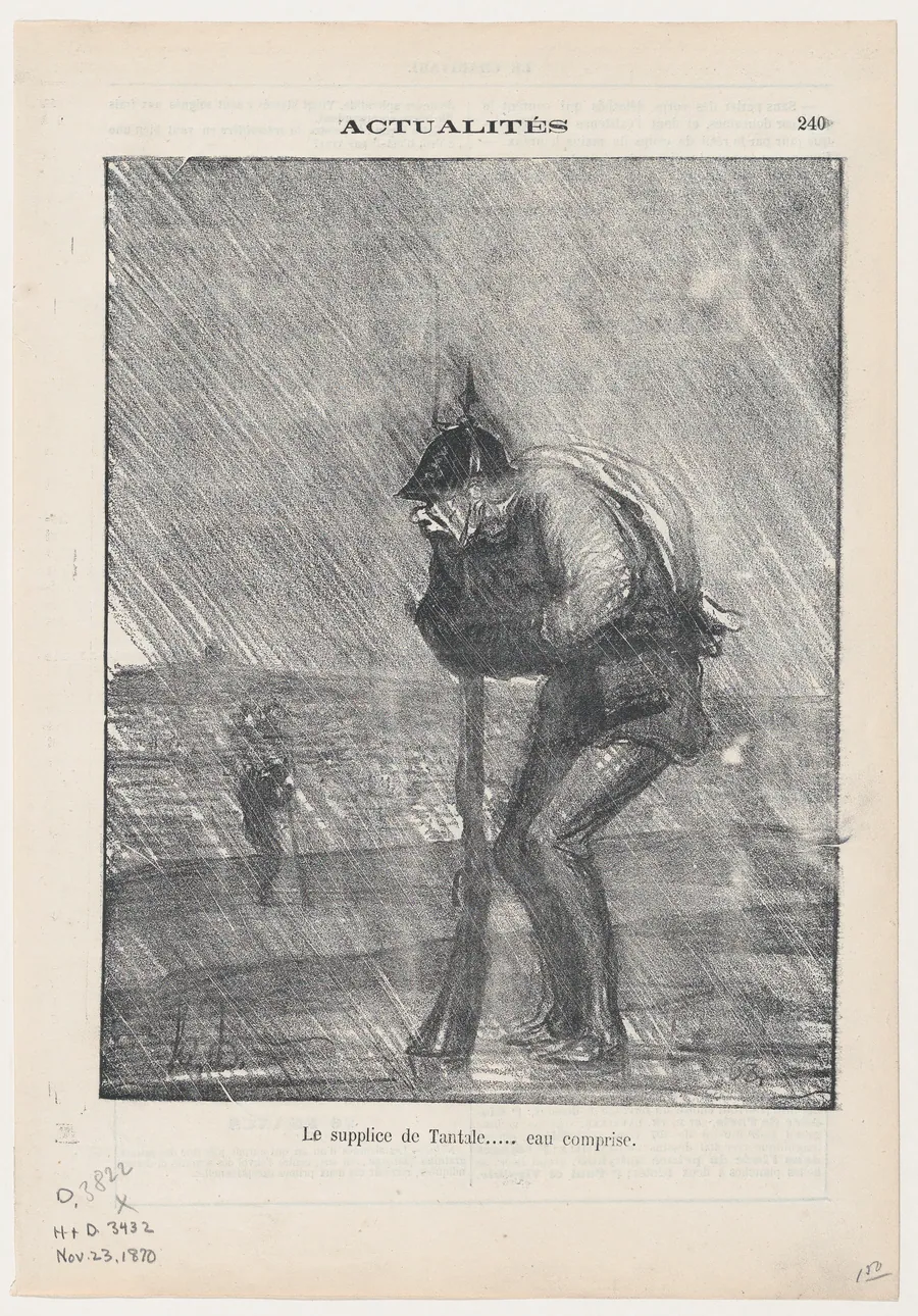 The torments of Tantalus... water included, from 'News of the day,' published in Le Charivari, November 23, 1870 by Honoré Daumier
