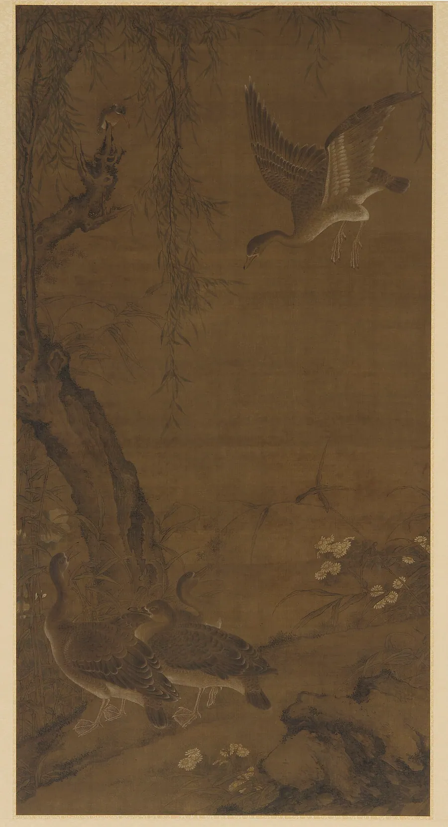 Willow, Geese, and Kingfisher by Formerly attributed to Cui Bai (active mid- to late 11th century)