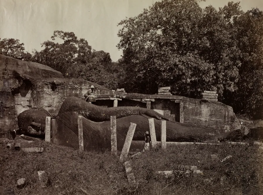 The Paranirvana of Buddha, Gal Vihara, Polonnaruva, Ceylon by Joseph Lawton