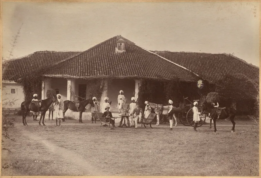 Dr. Morris and party, Jhansi (recto) by Raja Deen Dayal