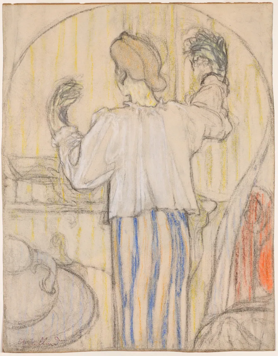 In Front of the Mirror (recto) by Édouard Vuillard