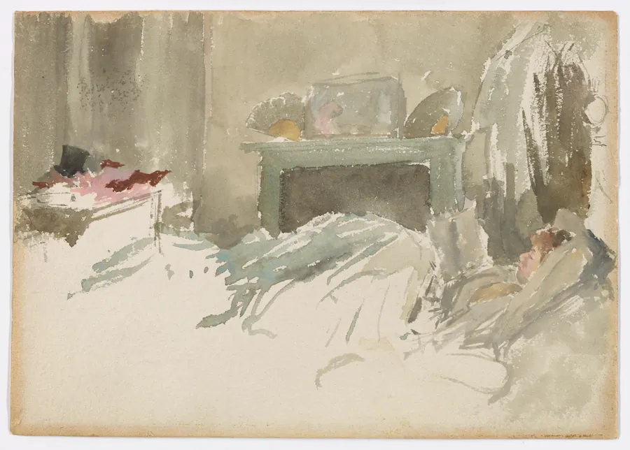 Resting in Bed by James McNeill Whistler (1834-1903)