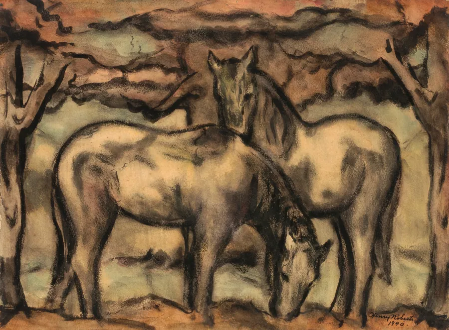 Two Horses by Henry C. Roberts, born 1896-died 1950