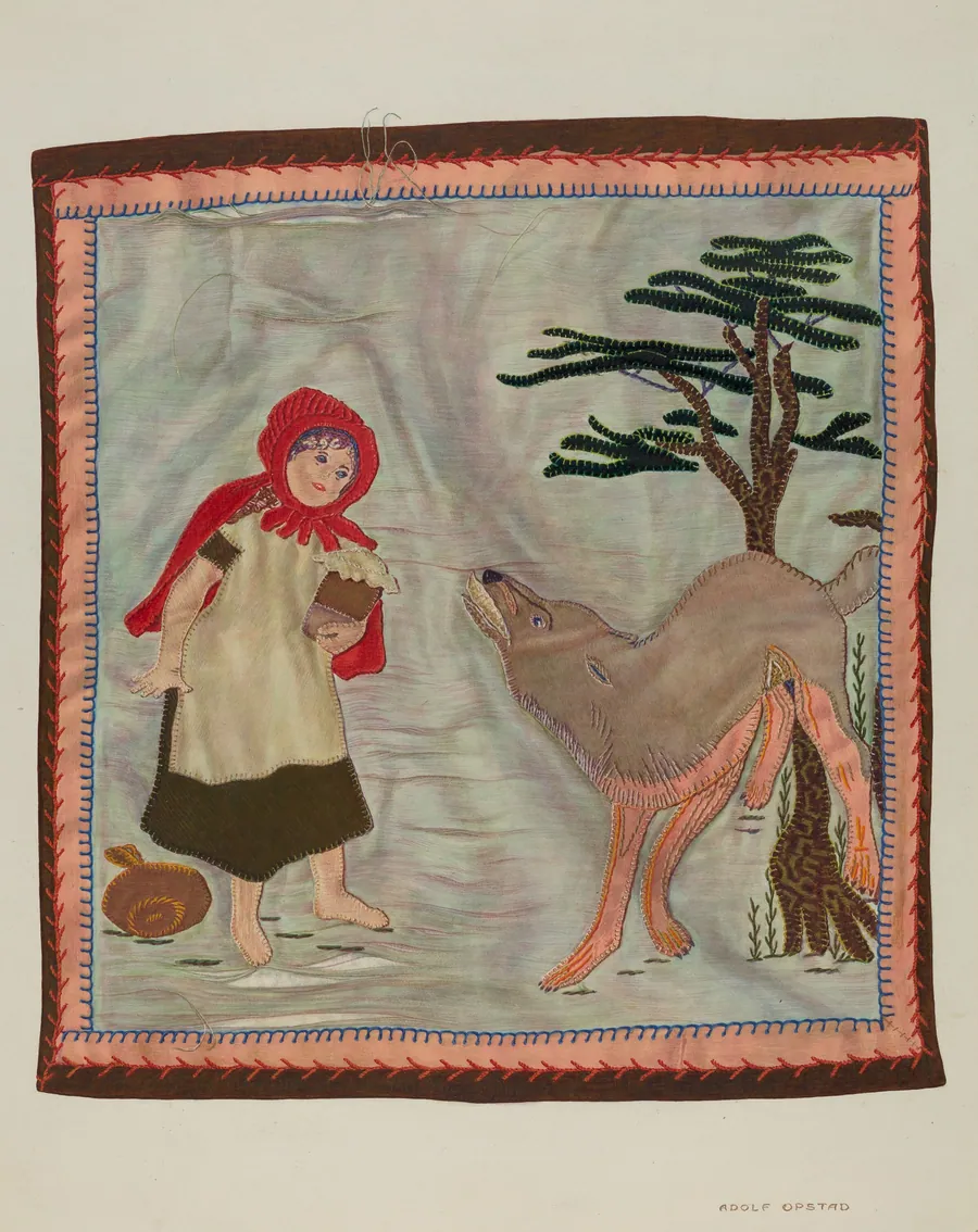 Coverlet Detail (Red Riding Hood) by Adolph Opstad