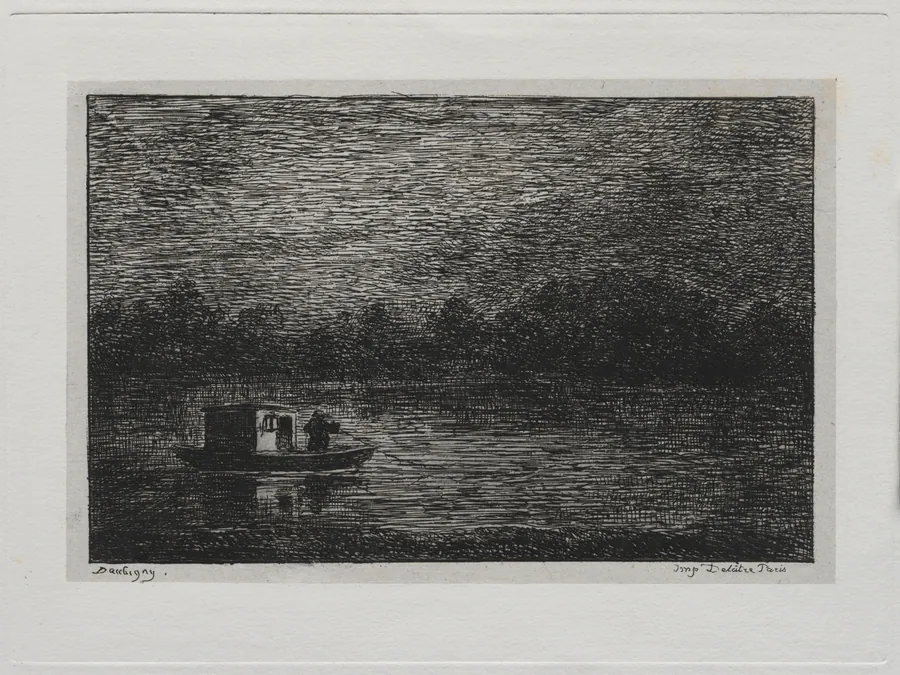 The Boat Trip:  Night Voyage or Net Fishing (second version) by Charles François Daubigny
