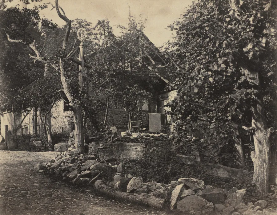 Rural Scene with Stone Building and Cross by Charles-Fortunat-Paul-Casimir Perier